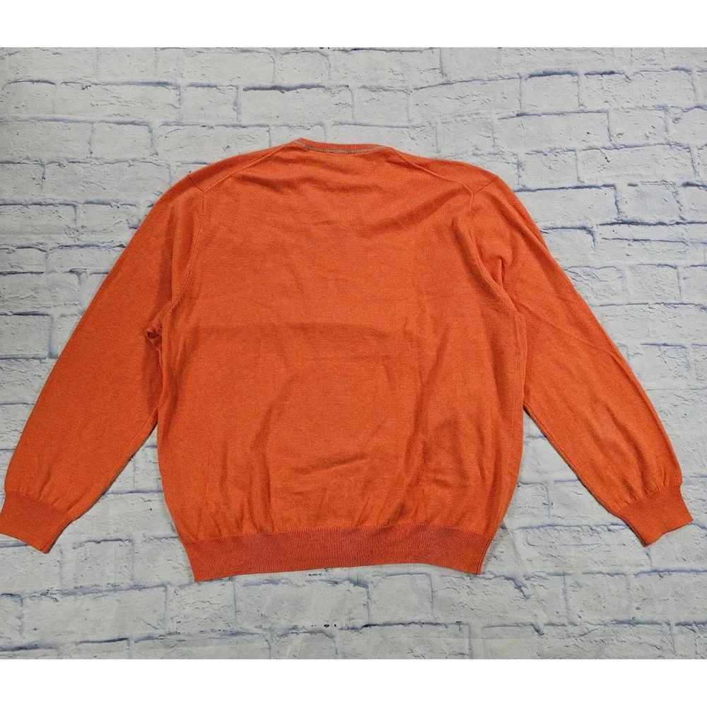 Joseph A Bank Sweater Mens XXL Orange Cotton Cashmere V-Neck Pullover - Picture 9 of 10